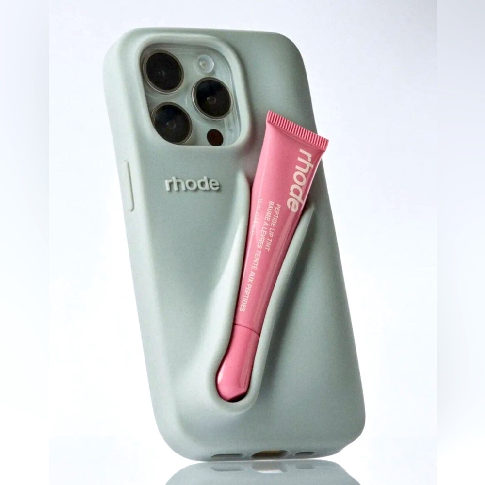RHODE White Phone Case with Pink Holder